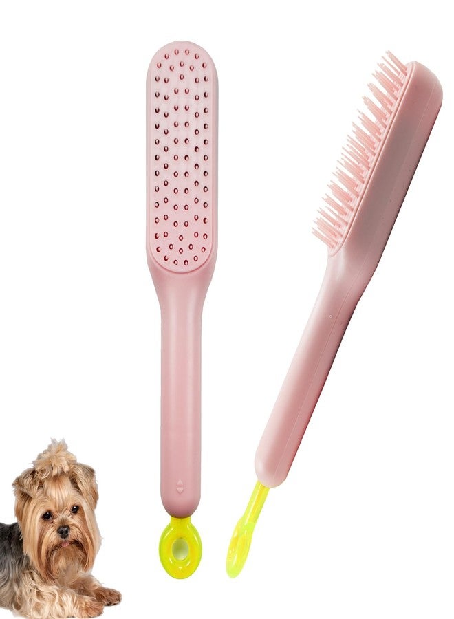 DEEUCHIS Scalable Grooming Brush for Small Dogs, Soft Puppy self-cleaning Brush, Soft Dog Brush for Shih Tzus, Yorkies, Maltipoos, Maltese (Pink) - Image 1